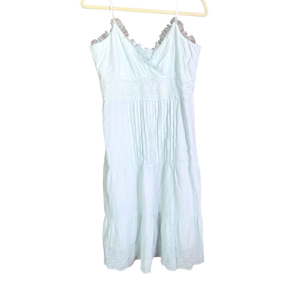 Galeno Y2K Pale Blue‎ Cottagecore Prairie Fairy Embroidered Smocked MIDI Dress M